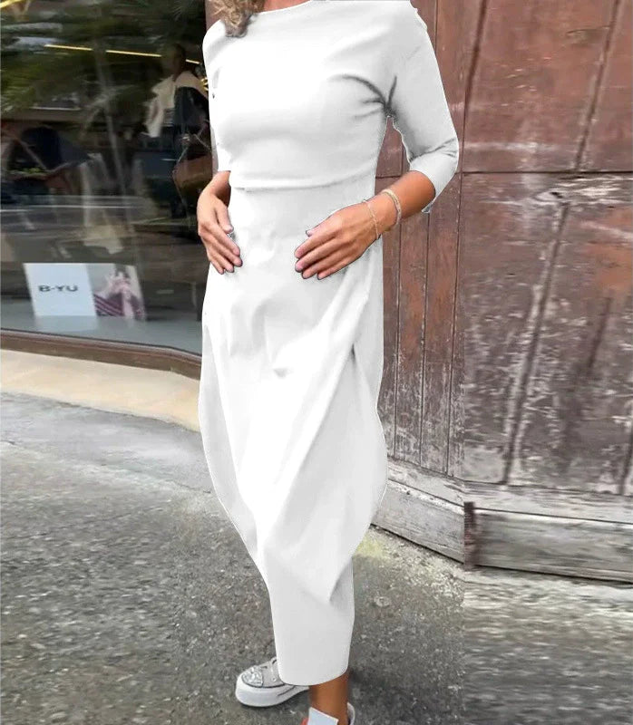 Prosta elegancka sukienka dla kobiet z kieszenią