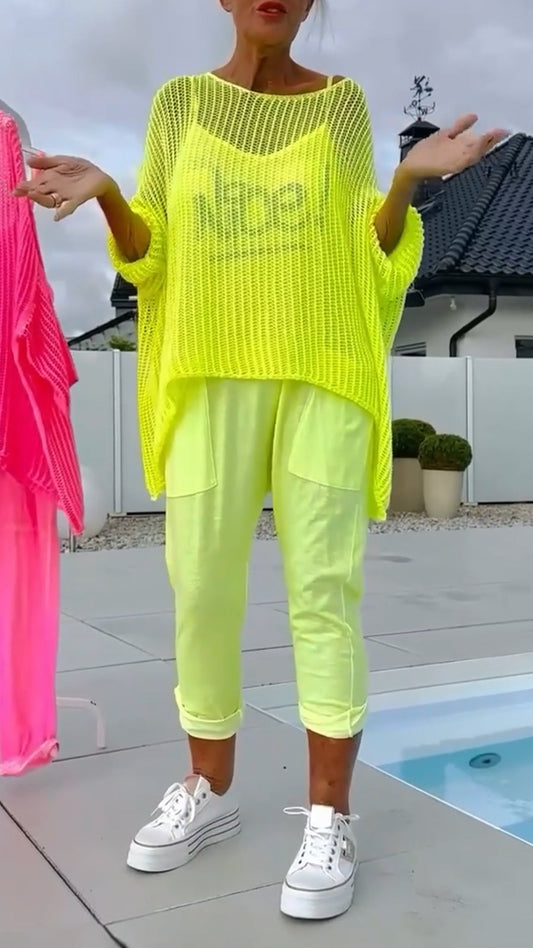 🌸Damski kombinezon + swobodny top z wyciętym szalem