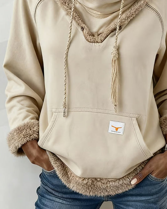 Bluza z długim rękawem i kieszeniami w stylu patchworku