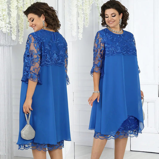 Damska luźna koronkowa sukienka midi