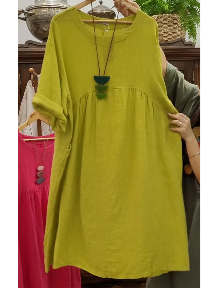 Damska kieszonkowa sukienka z bawełny i lnu