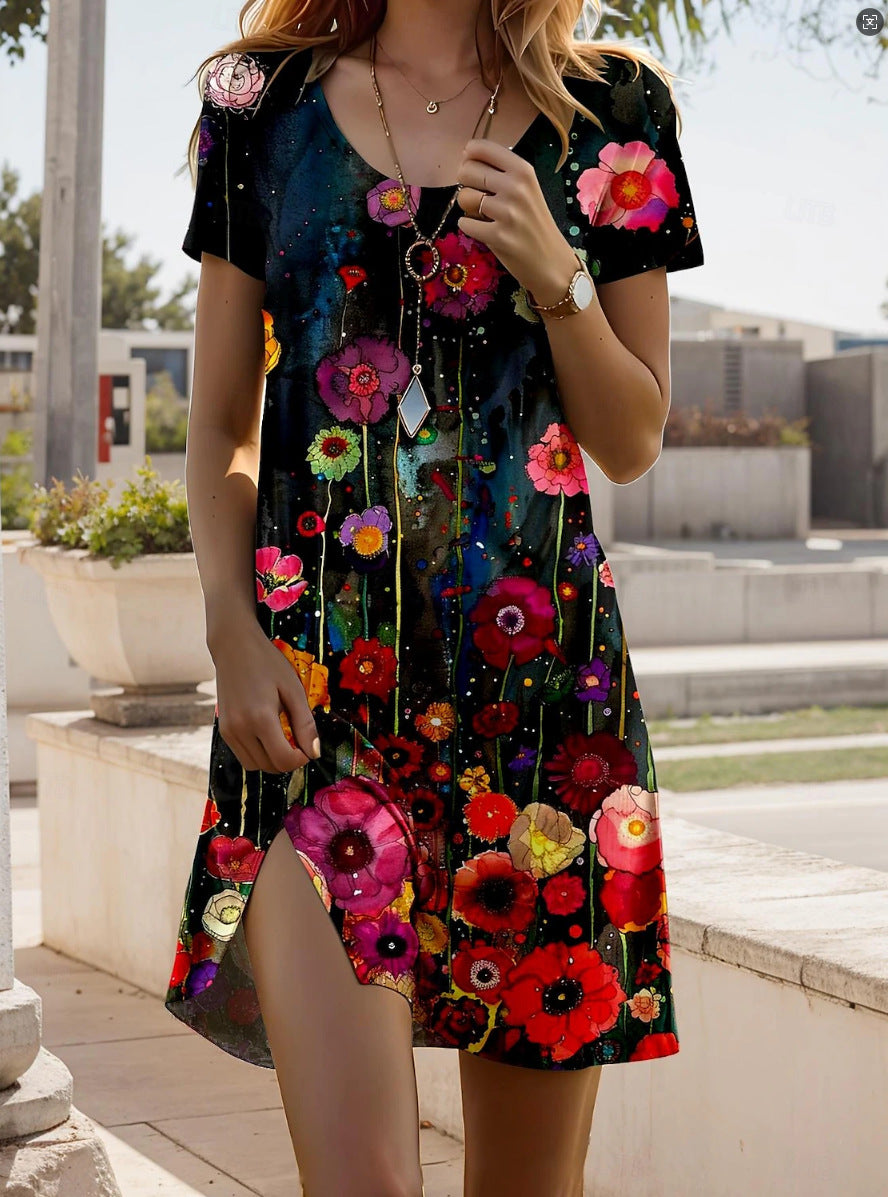 Sukienka z nadrukiem i krótkim rękawem