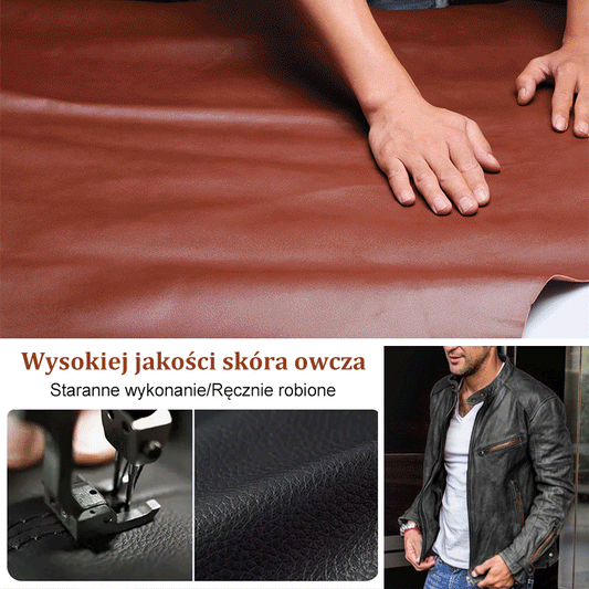 Dopasowana skórzana kurtka męska w stylu europejskim i amerykańskim