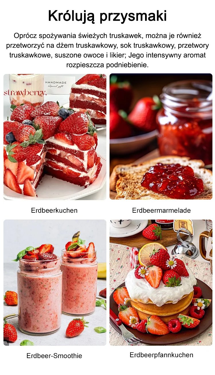 Olbrzymie, super słodkie, soczyste pestki truskawek w kremie