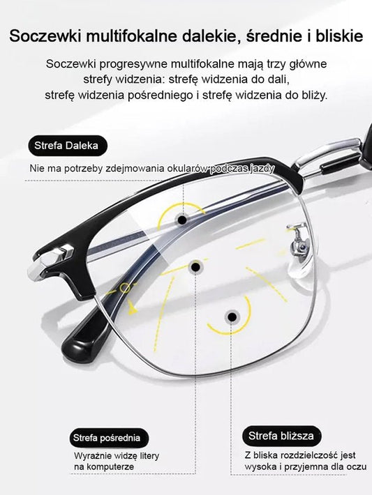 Automatyczne okulary do czytania z funkcją powiększania i filtrem światła niebieskiego