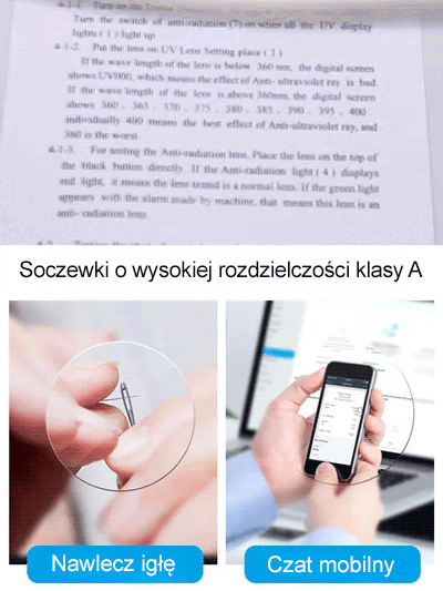 Automatyczne okulary do czytania z funkcją powiększania i filtrem światła niebieskiego