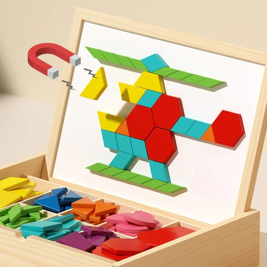 🎁Wyprzedaż świąteczna 50% TANIEJ🔥Zestaw drewnianych puzzli magnetycznych z wzorem🧩