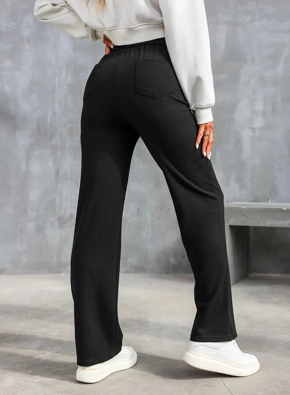 Elastyczne spodnie rekreacyjne z wysokim stanem