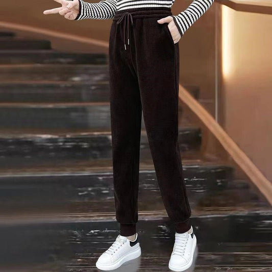 🔥Zimowa gorąca wyprzedaż🔥 Damskie ciepłe, pluszowe sztruksowe spodnie jogger
