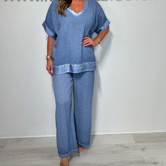 🌷💗Swobodny dwuczęściowy zestaw z dekoltem w kształcie litery V