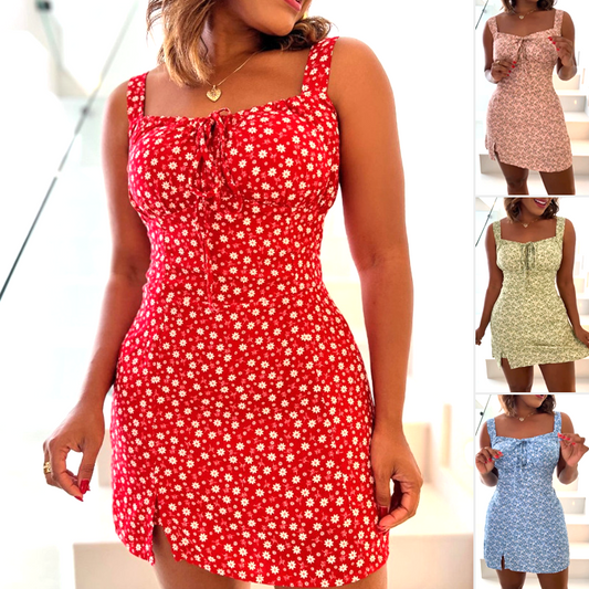 🌸Mini sukienka z kwiatowym nadrukiem i ramiączkami spaghetti