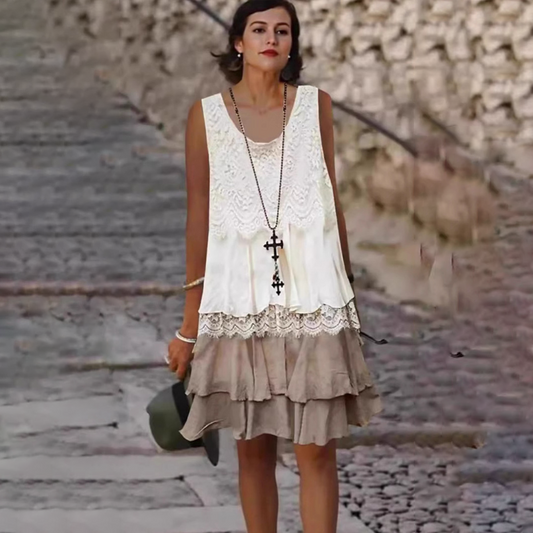 🔥Modna damska sukienka bez rękawów z patchworku👗