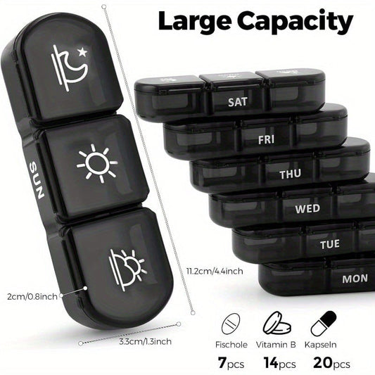 🧳 Etui na tabletki podróżne na 7 dni – lekkie, z wyjmowanymi przegródkami