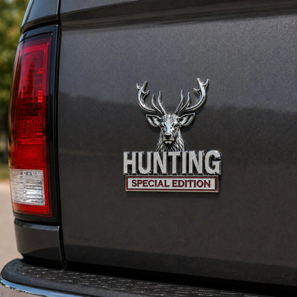 🦌 HUNTING Edycja Specjalna - metalowy emblemat 3D chromowany na samochód