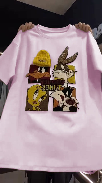 🍭Urocza bluza z nadrukiem w cekiny z kreskówek