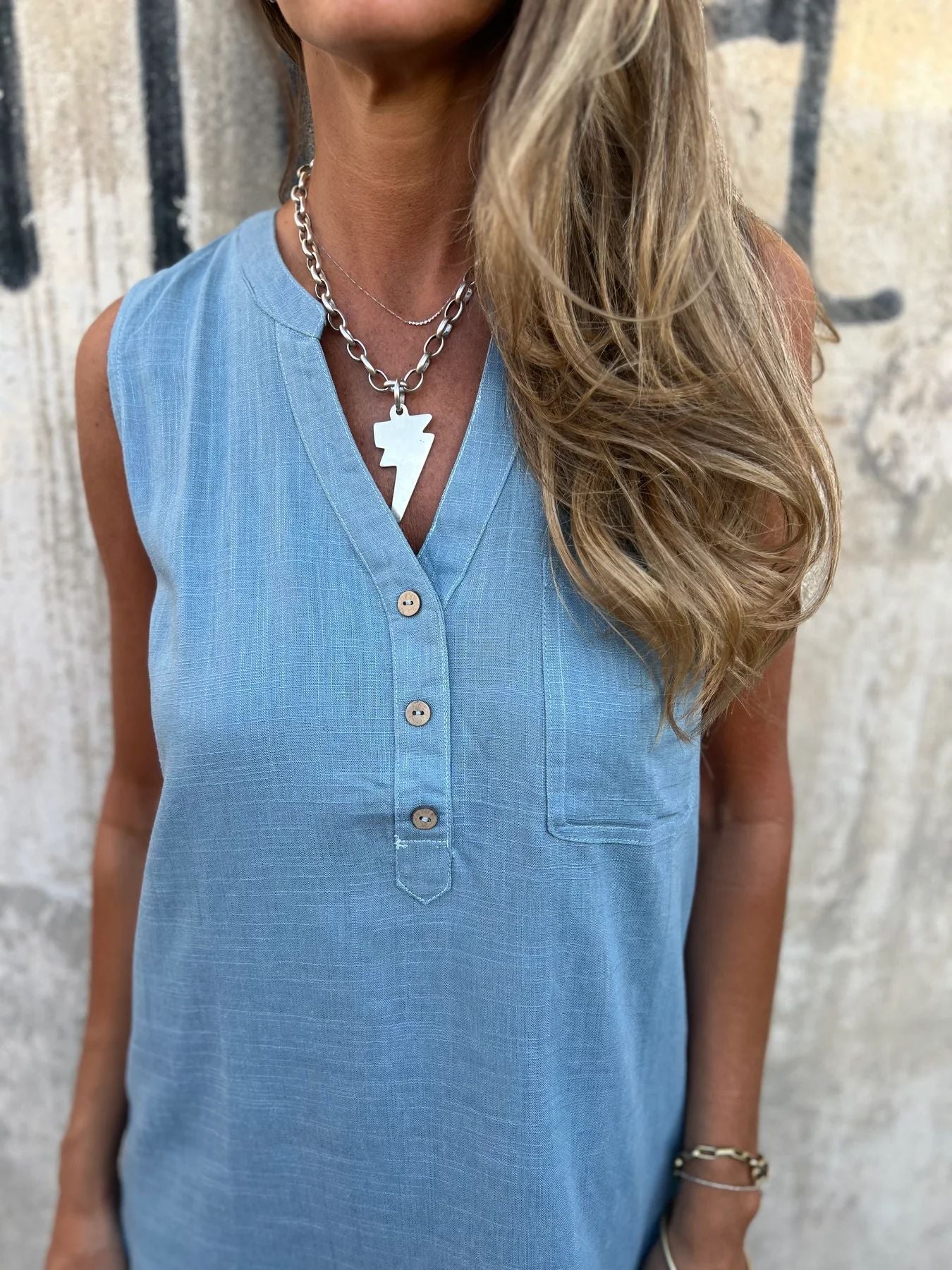 Damska stała kolorowa bawełniana i lniana sukienka