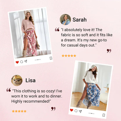 🌸 Wiosna i Lato 2025 Luźny, drukowany szyfonowy top z okrągłym dekoltem i elastyczną spódnicą