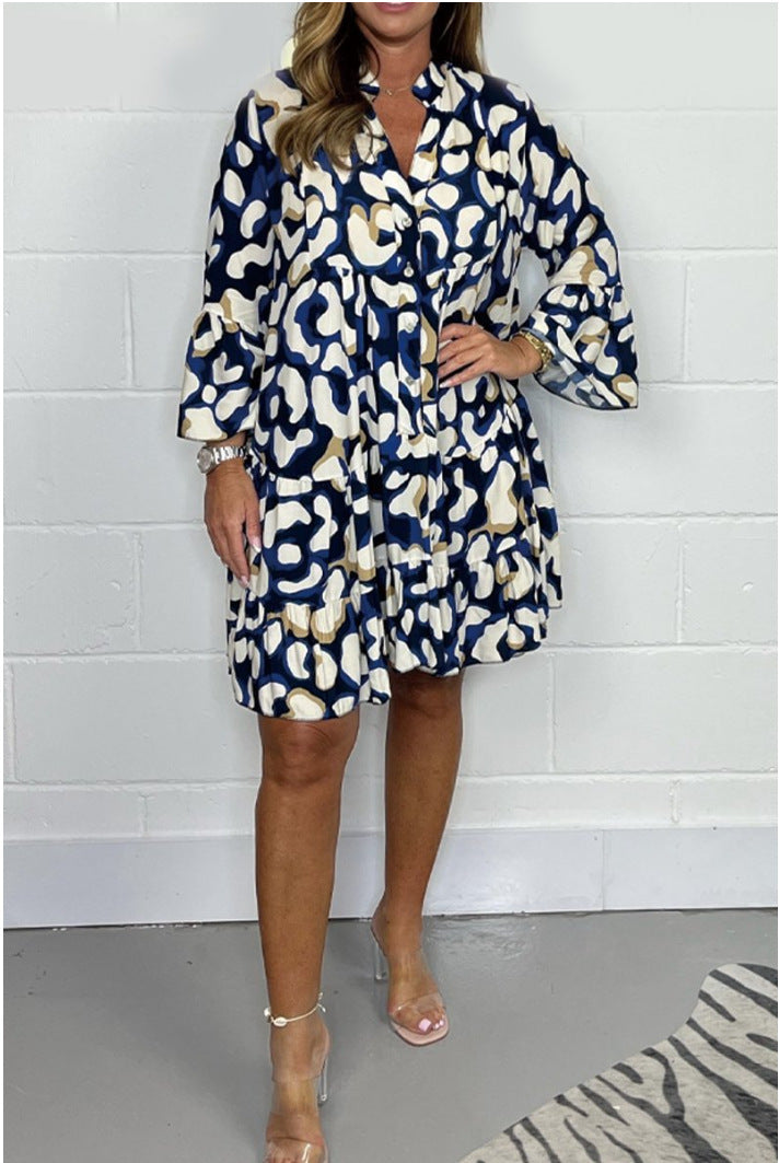 Wiosenne i letnie nowe duże rozmiary nieregularnych sukienek z nadrukiem