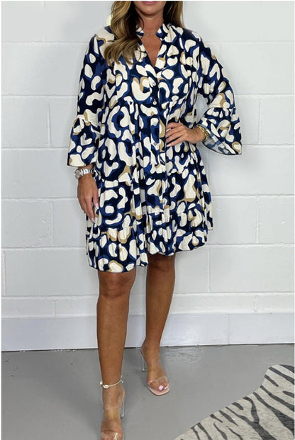 Wiosenne i letnie nowe duże rozmiary nieregularnych sukienek z nadrukiem