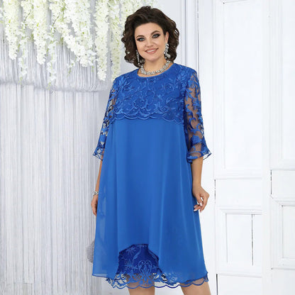 Damska luźna koronkowa sukienka midi