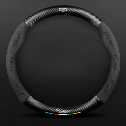 TrackVibe | Czarny pokrowiec na kierownicę z zamszu węglowego – antypoślizgowy i odporny na zużycie