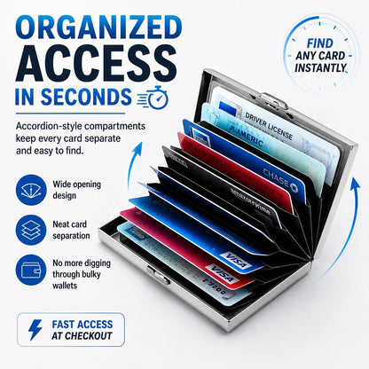Metalowy uchwyt na kartę z blokadą RFID