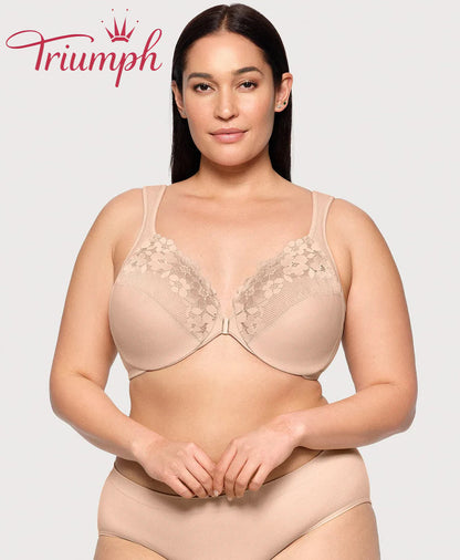 Triumph - (3 sztuki) bawełniany biustonosz typu bralette z haftowaną koronką, zapięcie z przodu