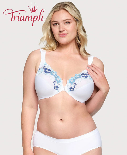 Triumph - (3 sztuki) bawełniany biustonosz typu bralette z haftowaną koronką, zapięcie z przodu