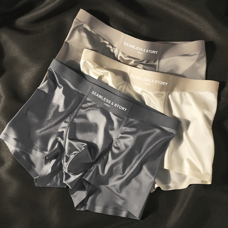 (3 szt.) Elegancka męska bielizna Ice Silk marki Mulberry Silk Antybakteryjne bokserki męskie