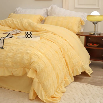 ✨Doskonała wartość✨ Zestaw 4-częściowy Icy Seersucker Summer Cool Quilt Lace-ATB