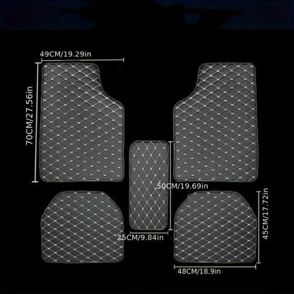 🔥Wspólne dla wszystkich samocho🔥5 sztuk wodoodpornych skórzanych dywaników samochodowych