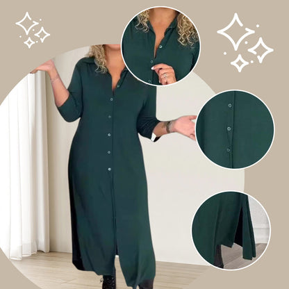 ✨Sukienka z długim rękawem, klapami i guzikami