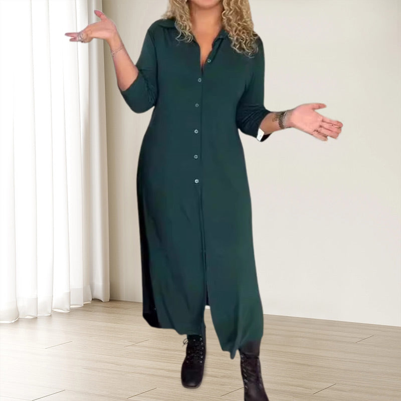 ✨Sukienka z długim rękawem, klapami i guzikami