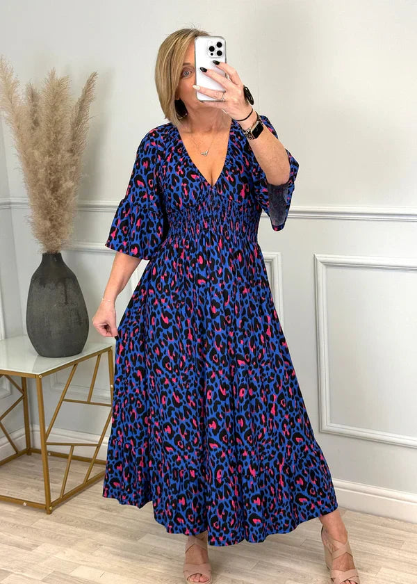 💥🔥Plisowana sukienka z wzorem w panterkę