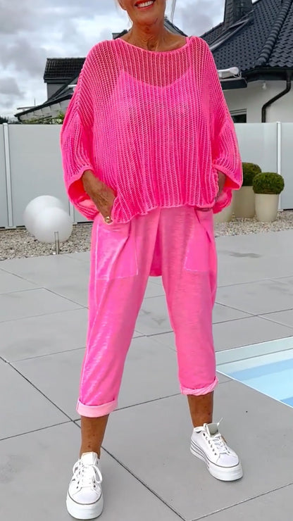 🌸Damski kombinezon + swobodny top z wyciętym szalem