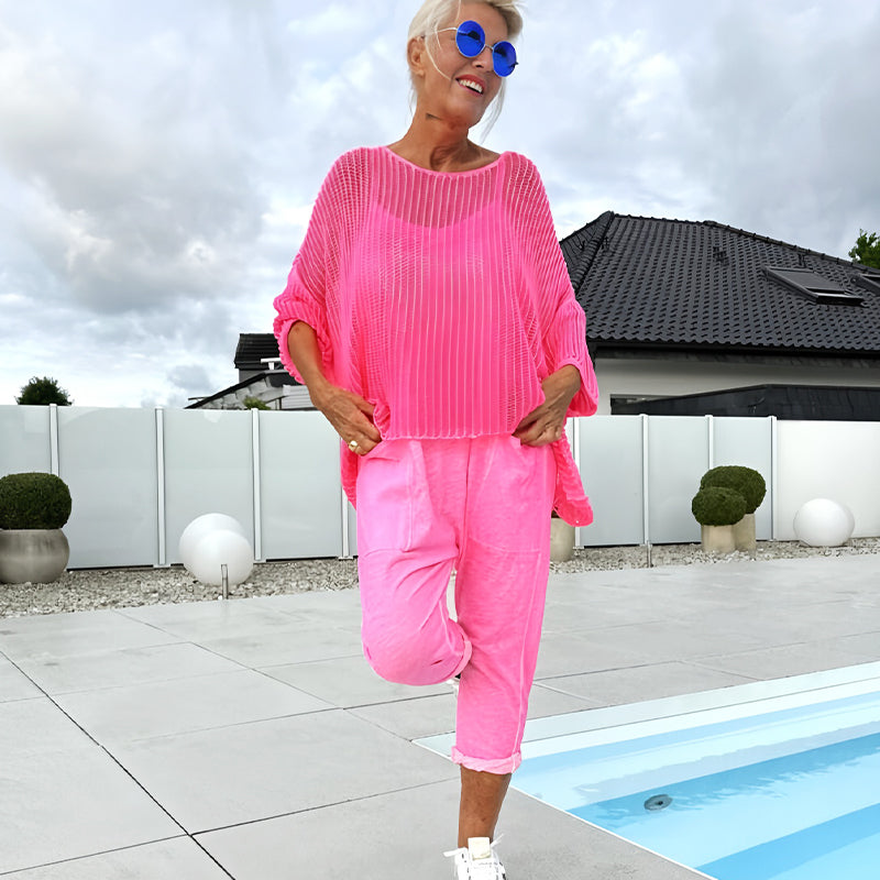 🌸Damski kombinezon + luźny top z wycięciem