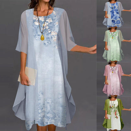 🥰 Elegancki dwuczęściowy strój: top z krótkim rękawem + sukienka