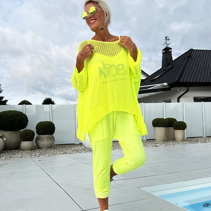 🌸Damski kombinezon + luźny top z wycięciem