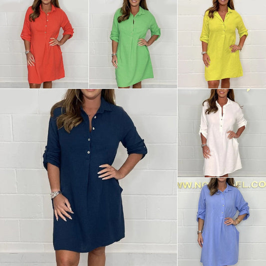 💝Damska letnia sukienka koszulowa w dużym rozmiarze