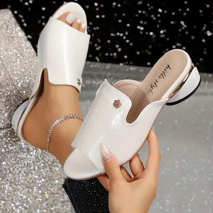 😍Ostatni dzień z 50% rabatem😍 - Modne damskie skórzane sandały ortopedyczne z odkrytymi palcami i grubym obcasem