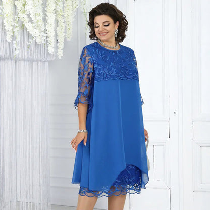 Damska luźna koronkowa sukienka midi