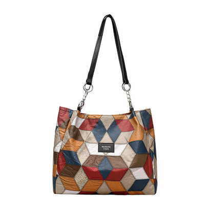 🥳 👜Modna torba typu tote z geometrycznym wzorem i dużą pojemnością