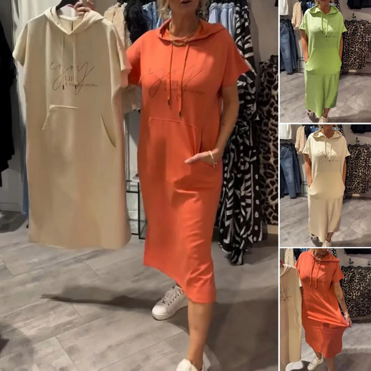 💥🔥👗[S-5XL]2025 nowy letni styl luźna, wygodna i oddychająca sukienka dresowa w dużym rozmiarze