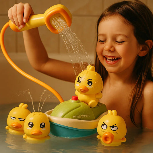🦆 Elektryczna zabawka wodna z łódką w kształcie kaczki – pluskanie wodą i interaktywna zabawa! 💦