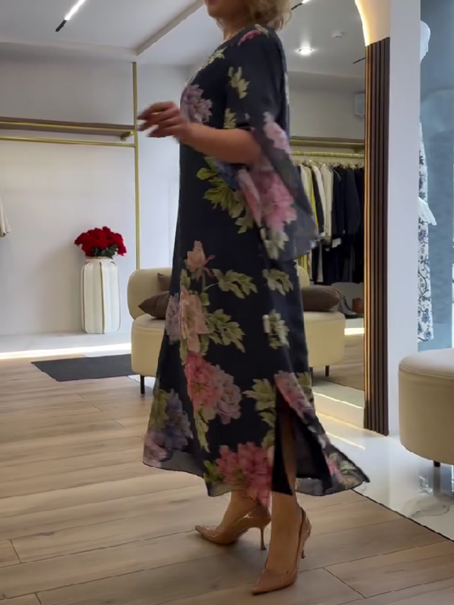 Wyjątkowa sukienka maxi z kwiatowym nadrukiem