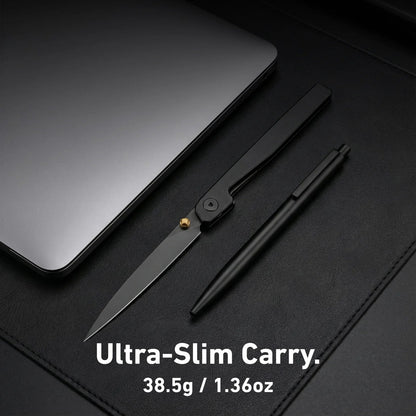 🔥Ostatni dzień wyprzedaży - 50% zniżki🎉Nóż Lanky Liner Lock Front Flipper z czarną aluminiową rękojeścią