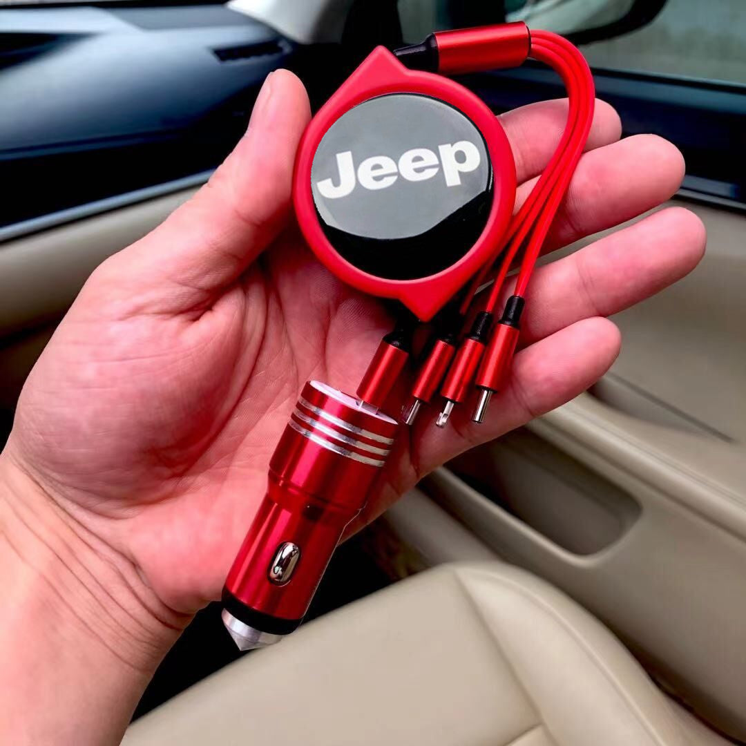 3 w 1 zwijany kabel do transmisji danych w samochodzie + bezpłatna ładowarka samochodowa