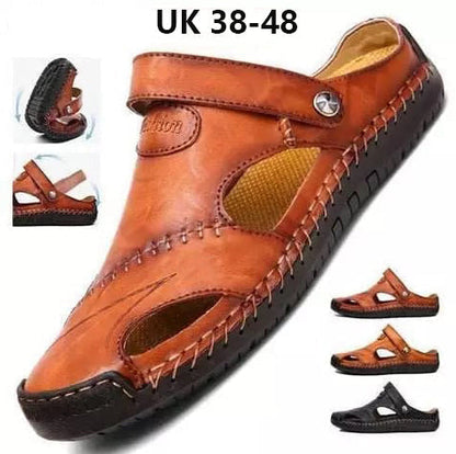 Męskie oddychające sandały outdoorowe wykonane z miękkiej skóry w dużym rozmiarze👨