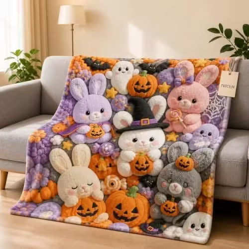 🧸Koc typu „teddy” w pastelowy kwiatowy wzór