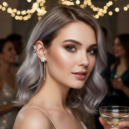 ✨KOLCZYKI Z CYRKONAMI W STYLU MOTYLKOWYM Z FRĘDZLAMI | IDEALNY PREZENT🎁